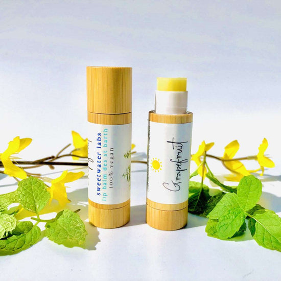 Vegan lip balm 2-pack! Non-waxy, hydrates all day. In Grapefruit, Mint + Rose Tint Sweetwater Labs