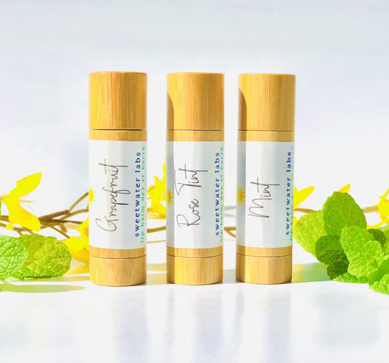 Vegan, 100% natural lip balm trio. Hydrates all day Sweetwater Labs