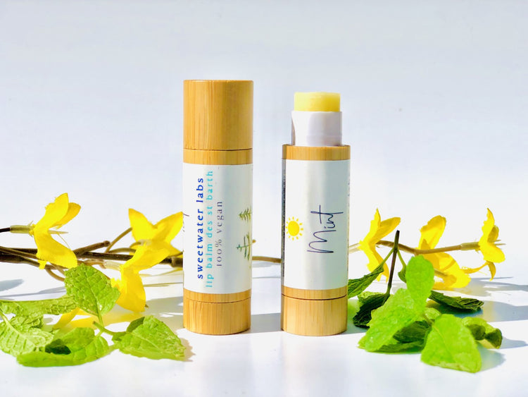 Vegan lip balm 2-pack! Non-waxy, hydrates all day. In Grapefruit, Mint + Rose Tint Sweetwater Labs