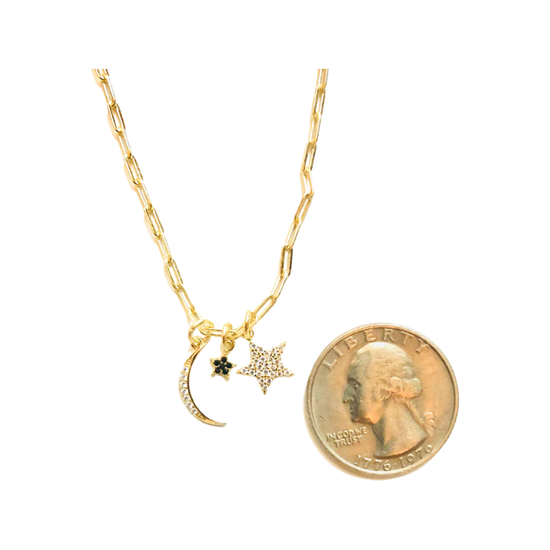 Moon + Double Star Gold Chain Link Necklace Sweetwater Labs