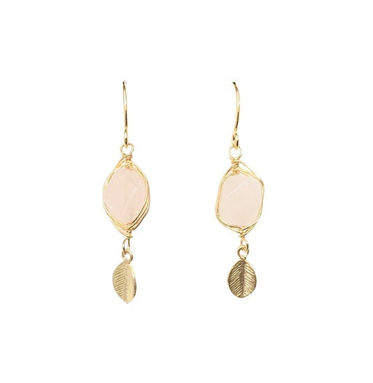 Energy Stone Leaf Drop Earrings (various stone options in gold or silver) Sweetwater Labs
