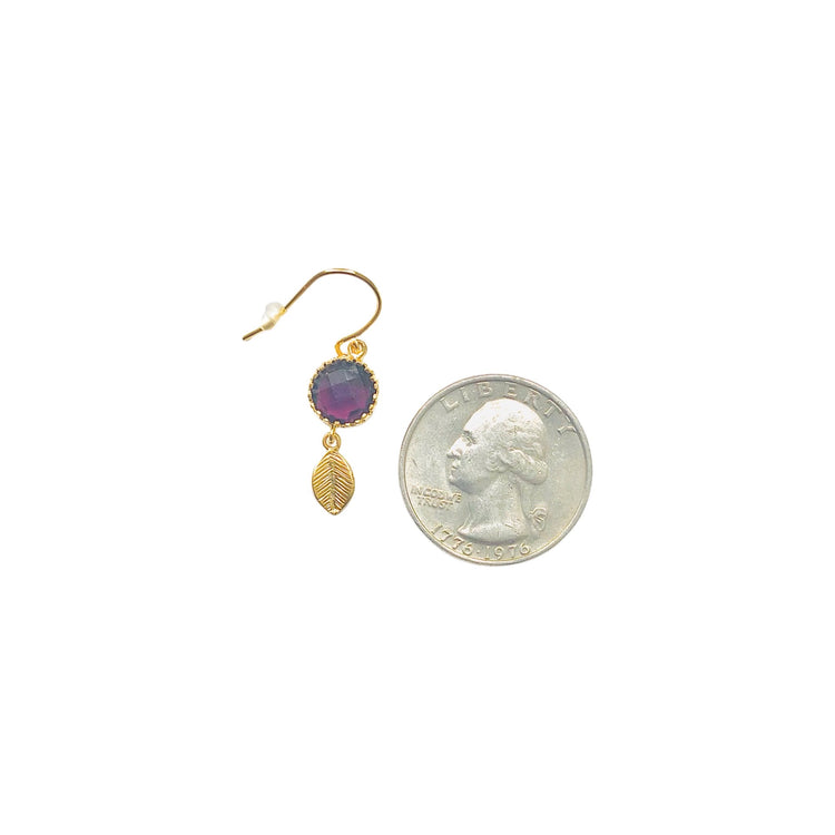 Small Energy Stone Leaf Earrings (Amethyst) Sweetwater Labs